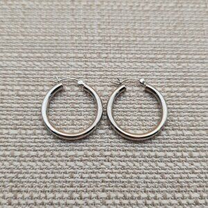 Sterling Silver Simple Plain Bright Hoop Earrings A5636